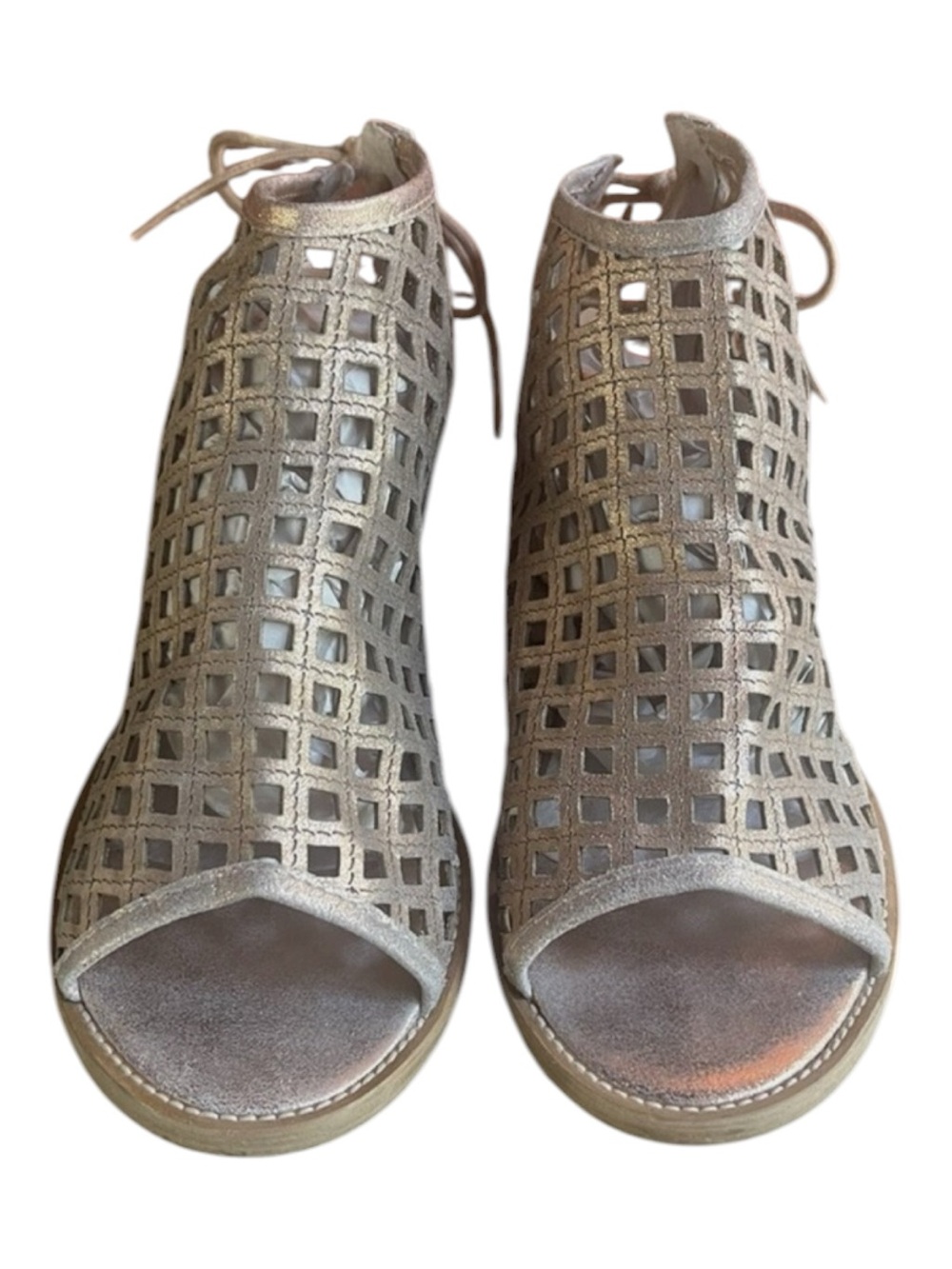 MUSSE & CLOUD Woven Open-Toe Aimy Ankle Booties in Rose Gold Size 8.5 - Picture 4 of 10